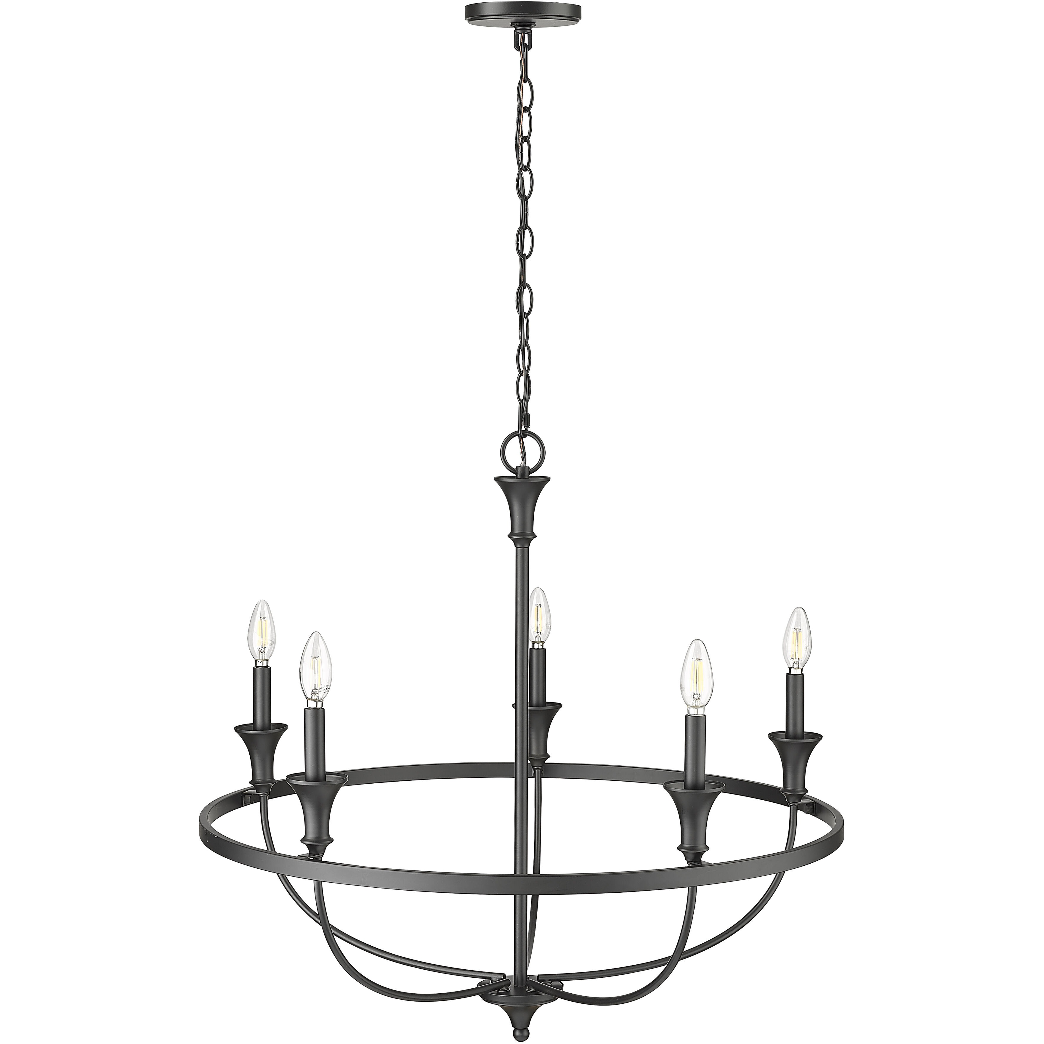 Emery 5 Light 29.1 inch Matte Black Chandelier Ceiling Light